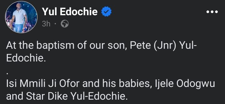 Yul Edochie Facebook post