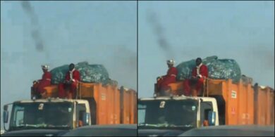 Tongue wag as 'Santa' is spotted sitting on garbage truck in Lagos