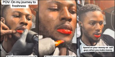 "On my journey to freshness" - Man says as he shares video of him getting a pink lip