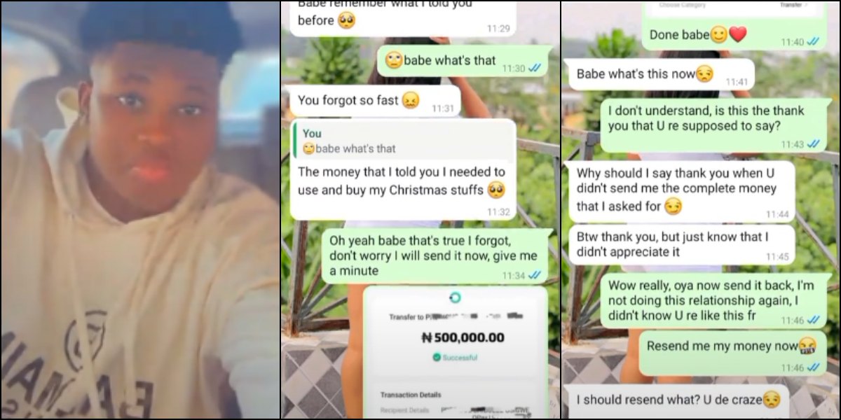 Man devastated as girlfriend blocks him after sending N500K to her for Christmas