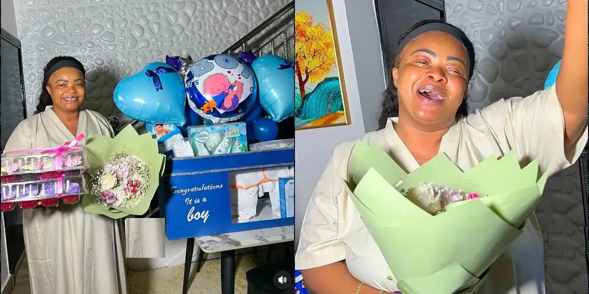 Dayo Amusa receives surprise gift following birth of her son