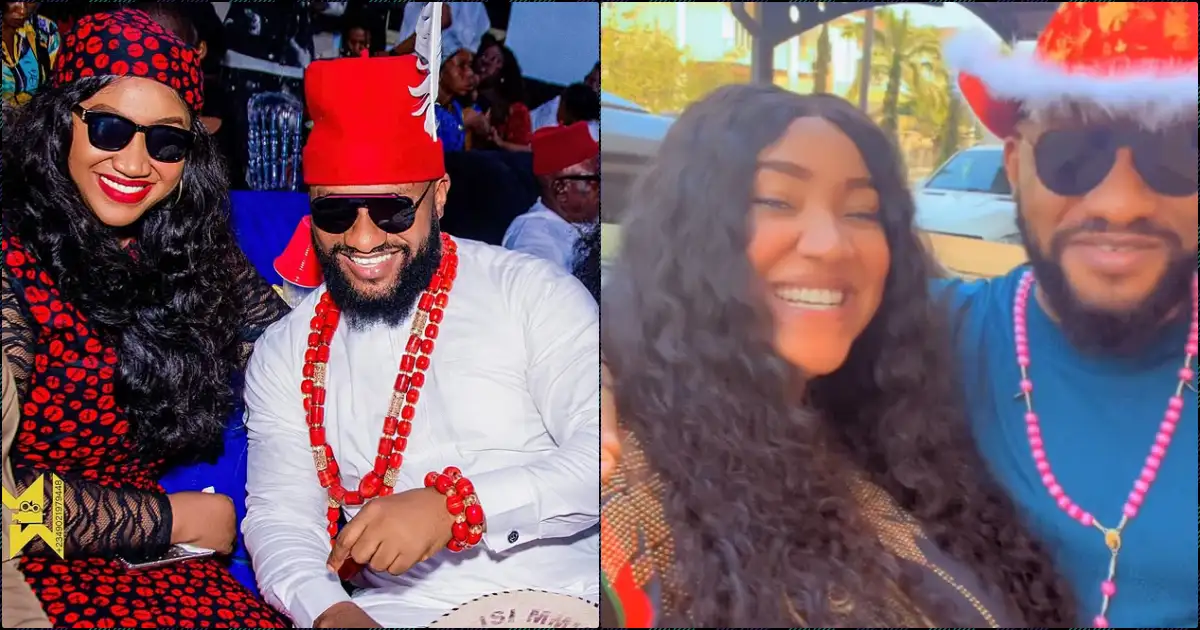 Judy Austin adorably welcomes husband Yul Edochie home for Christmas