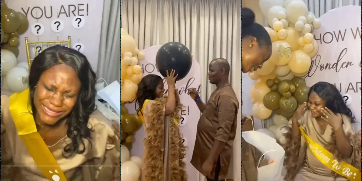 Woman weeps as boss holds surprise baby shower for her