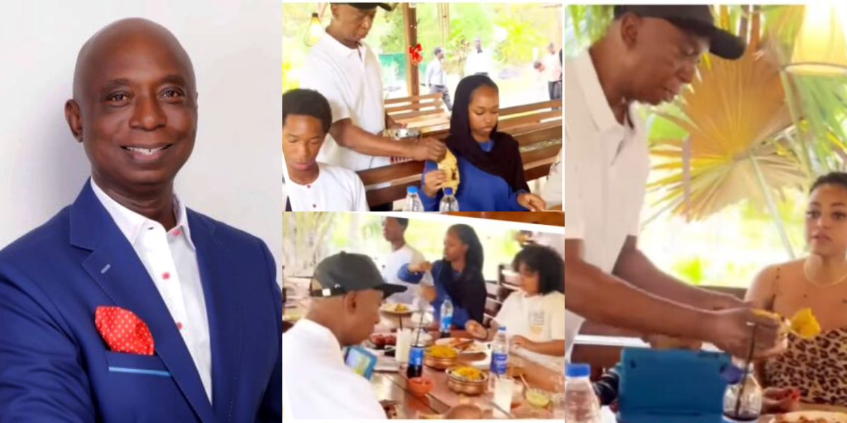 Mixed reactions as Ned Nwoko treats only Regina, children to family lunch