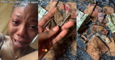 Lady bursts into tears as she discovers the money she saved has decayed