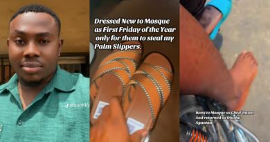 Man baffled as his new palm slippers gets stolen at the mosque