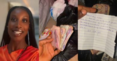 Lady gets emotional as she sees cash gift little sister included in foodstuffs her mom sent