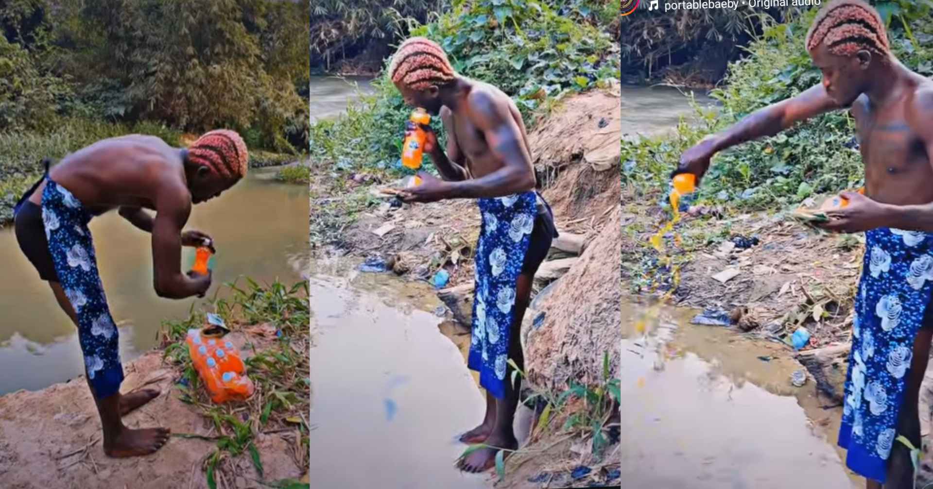 Portable spotted offering bottles of Fanta to marine gods