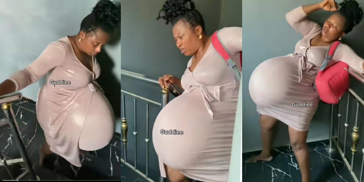 Reactions trail video of heavily pregnant woman struggling to climb stairs