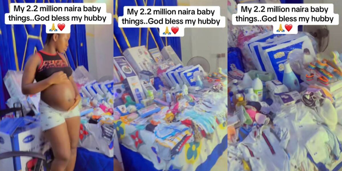 Expectant mom shows off N2.2M baby items husband bought for her