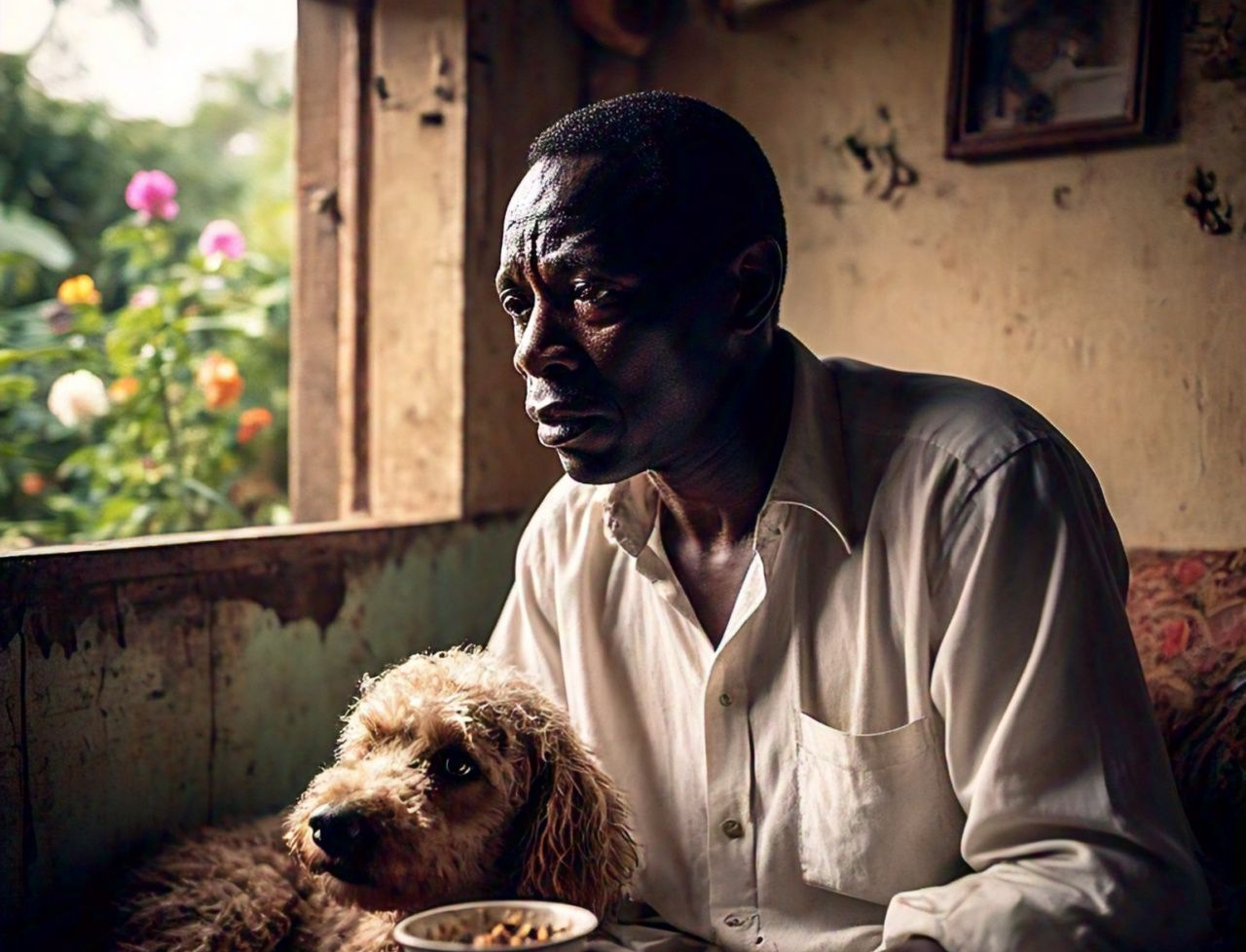 Man mourns after someone poisons his dog's food through an open window, mistaking it for his