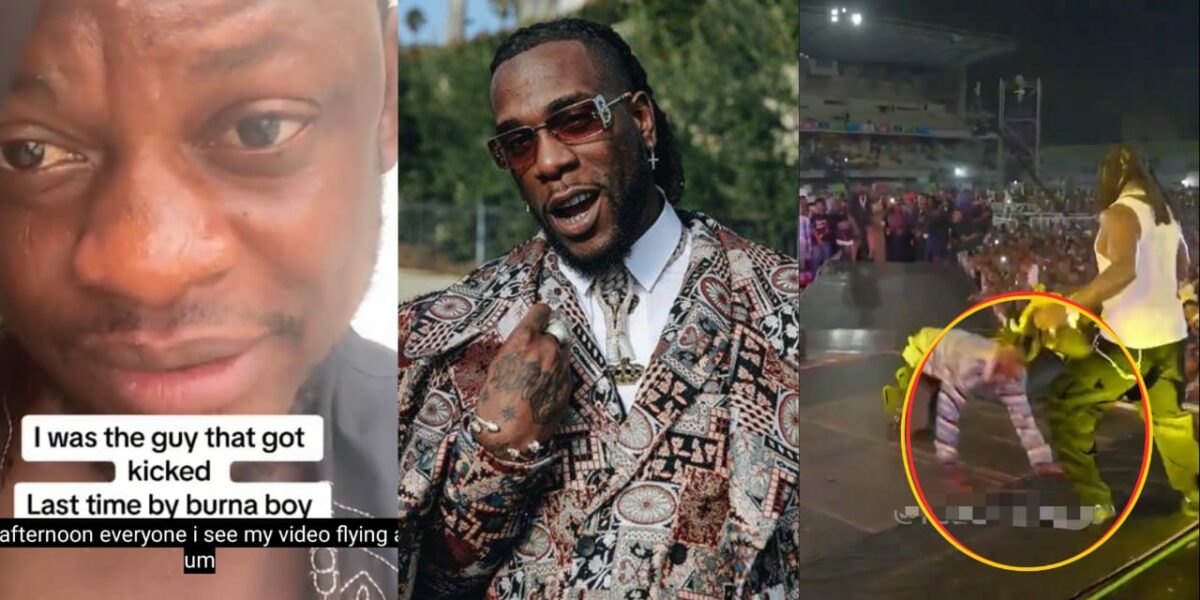 Fan kicked by Burna Boy for running on stage reveals why he did it, says he doesn't blame him