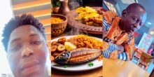 African dad holds prayer session before eating at popular eatery, son captures moment