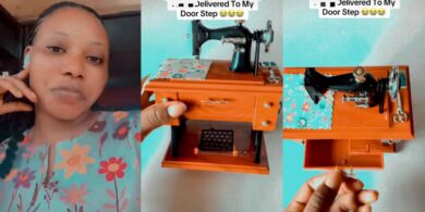 Lady orders ₦25k sewing machine with 80% discount, shocked by tiny delivery