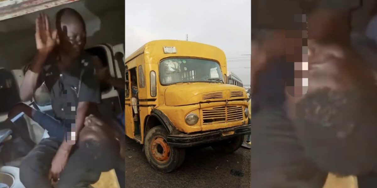 Bus driver reportedly blinded in accident after police officer drags steering wheel over ₦200