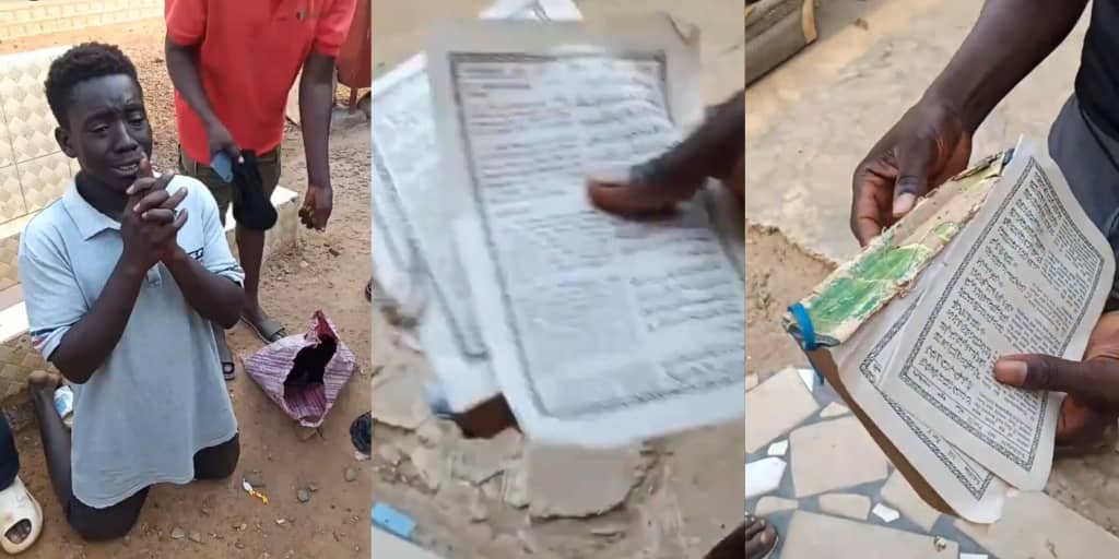 Young boy caught using pages from the Qur'an as toilet paper