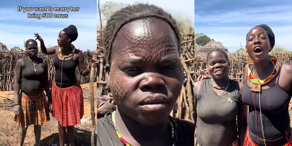 Lady flaunts most beautiful girl in her tribe with costly tribal marks, bride price is 500 cows