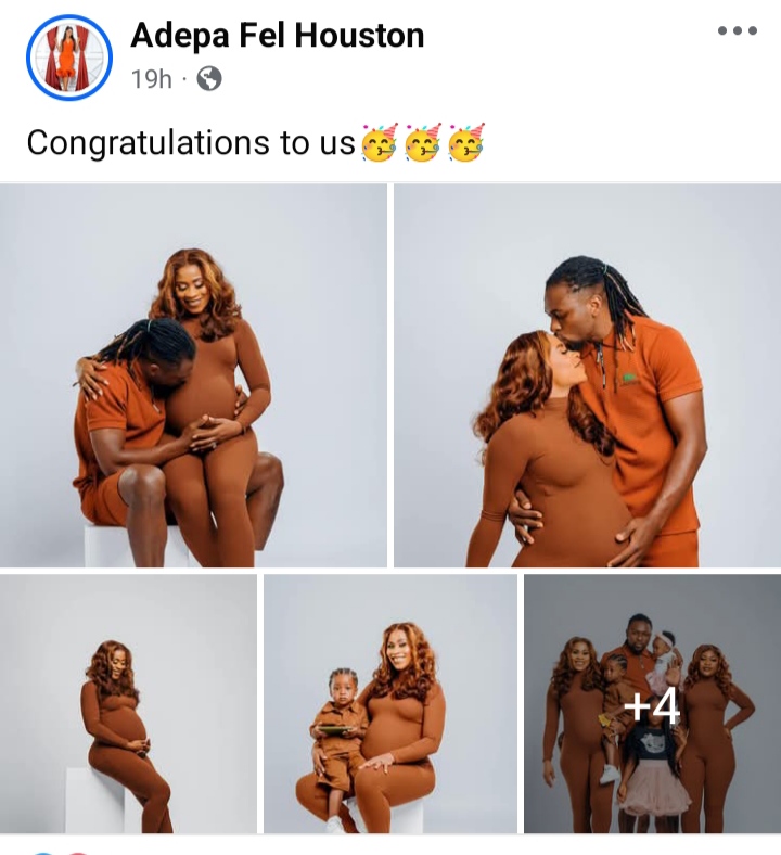 Pregnant woman shares maternity photos with co-wife and their husband