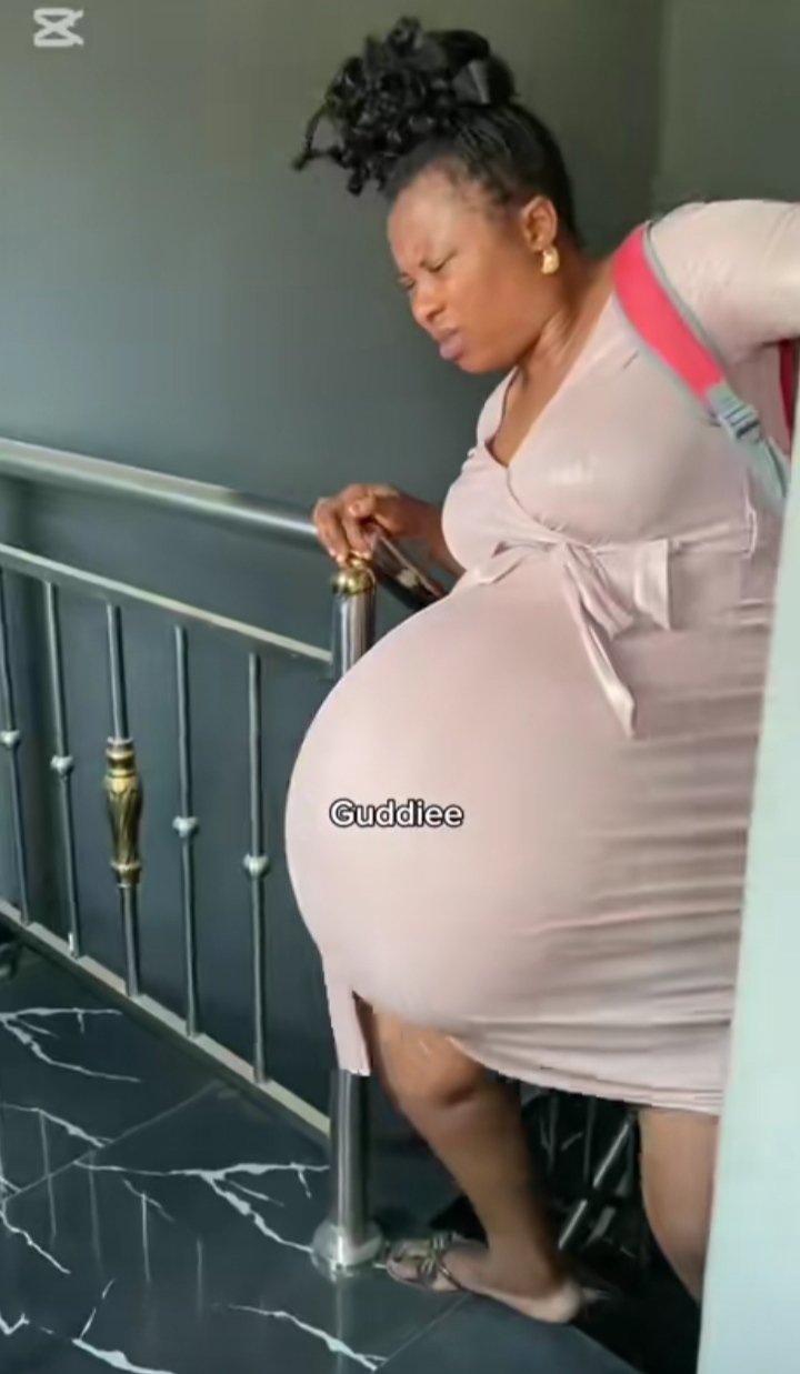 Reactions trail video of heavily pregnant woman struggling to climb stairs