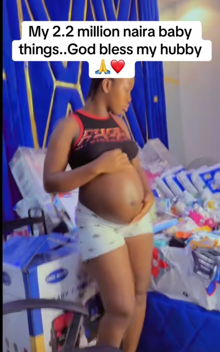 Expectant mom shows off N2.2M baby items husband bought for her