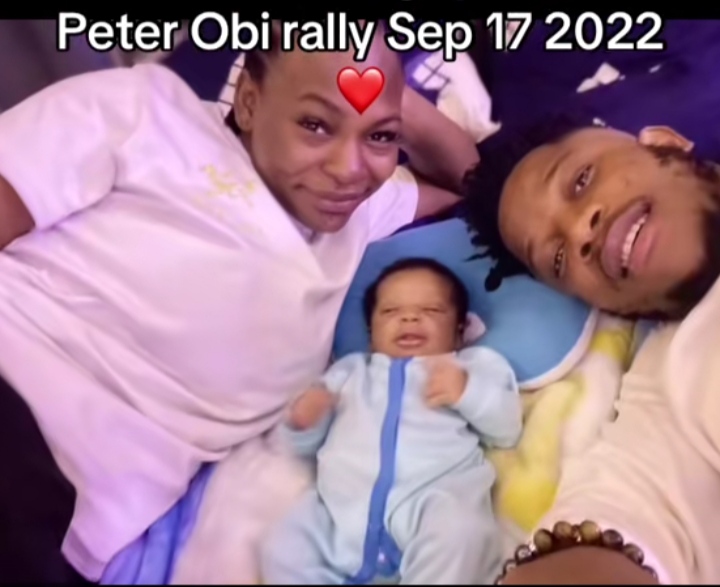 Lady welcomes baby with man she met during Peter Obi rally