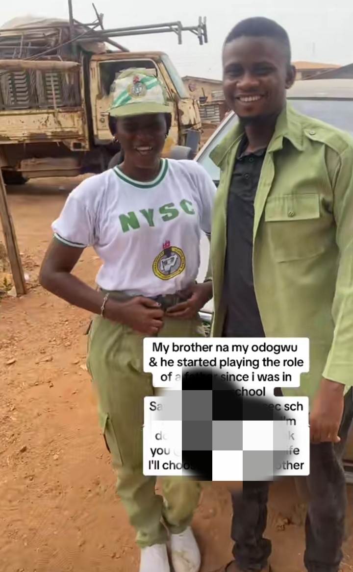 Corper appreciates elder brother for sponsoring her education as she finishes NYSC