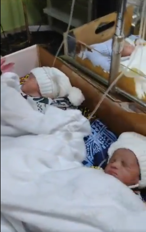 Jubilations as couple welcome quadruplets after several scan showed triplets 