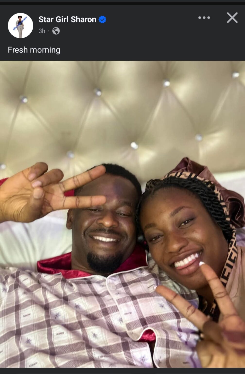 Young actress Sharon Ifedi has triggered reactions from social media users after sharing a bedroom photo with actor Zubby Michael. 