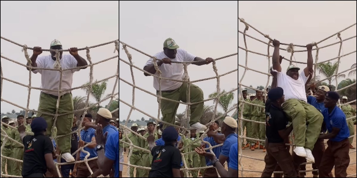 Viral video captures moment corper bravely takes on obstacle course at NYSC camp