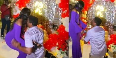 Emotional moment man with bad leg kneels to propose to his girlfriend