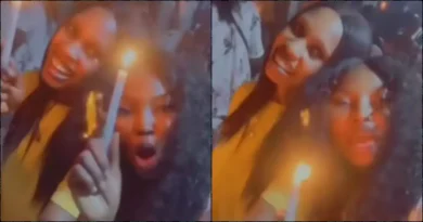 Moment lady's wig goes up in flames during crossover service