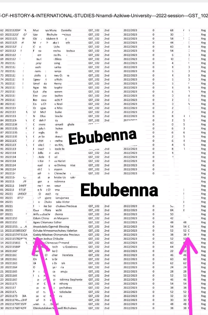 Alleged Result of Chimamaka precious