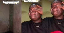 Corper bursts into tears upon seeing accomodation PPA gave her