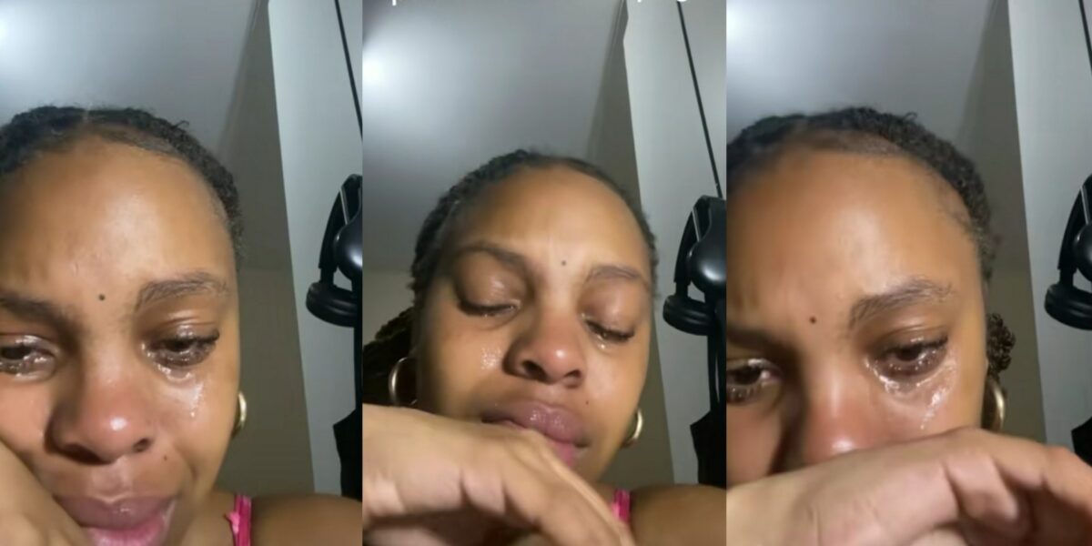 Lady bursts into tears after going through her man's phone