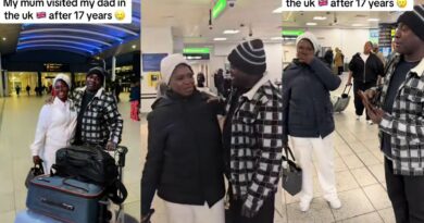 Emotional moment couple reunite in UK after 17 years apart