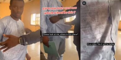 Student exposed for cheating as lecturer discovers answers on his native attire