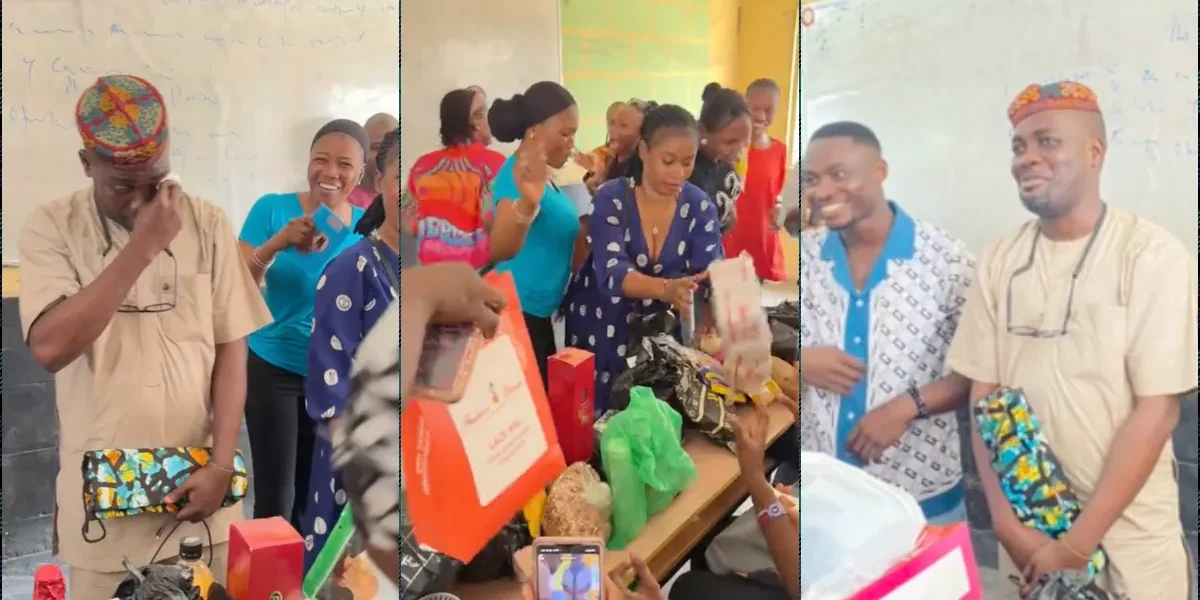 Emotional moment Yabatech students surprise lecturer on birthday