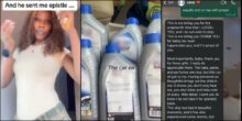 Lady shares boyfriend's reaction after buying him engine oil as birthday gift