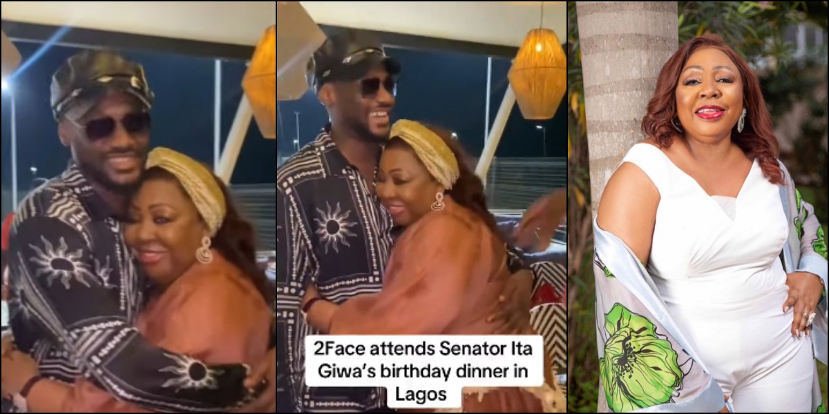 Tongues wag as Senator Ita Giwa hugs 2Face at her birthday dinner