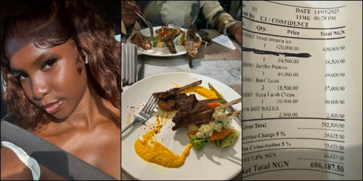 Lady shows off receipt as she spends N696K on date with friend