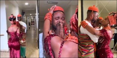 Emotional moment groom tears up as he sees his bride on traditional day