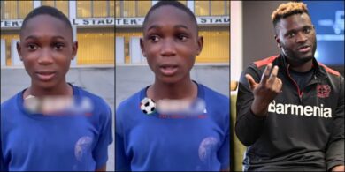 Victor Boniface reacts as 15-year-old boy he gifted his boots sells it for $100