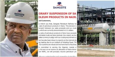 Dangote Refinery suspends sale of petrol in Naira