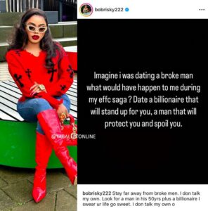 Bobrisky reminisces on his EFCC ordeal as he advises women against dating broke men