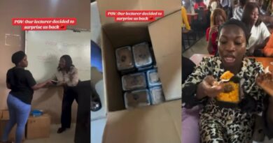 Lecturer surprises students with plates of rice after they surprised her with gifts