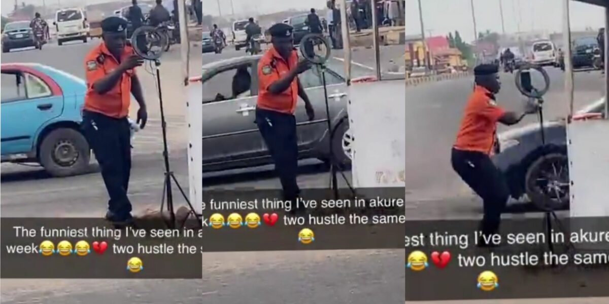 Traffic warden spotted using ring light while on duty