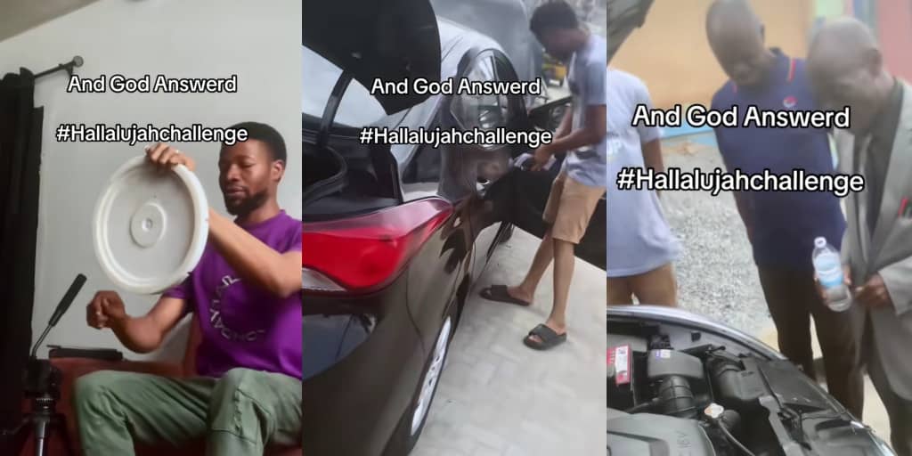 Man uses plastic as car steering in hallelujah challenge prayer, becomes car owner