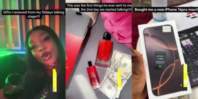 Lady sets tongues wagging as she flaunts iPhone 16, cash gifts from man she met days ago