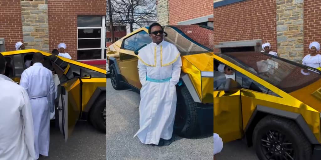 Abroad-based Nigerian pastor flaunts new Tesla truck, gets people talking