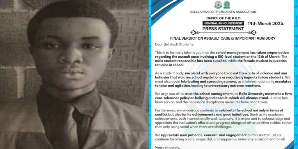 Bells University expels 100-level student for assaulting girl over side chick video